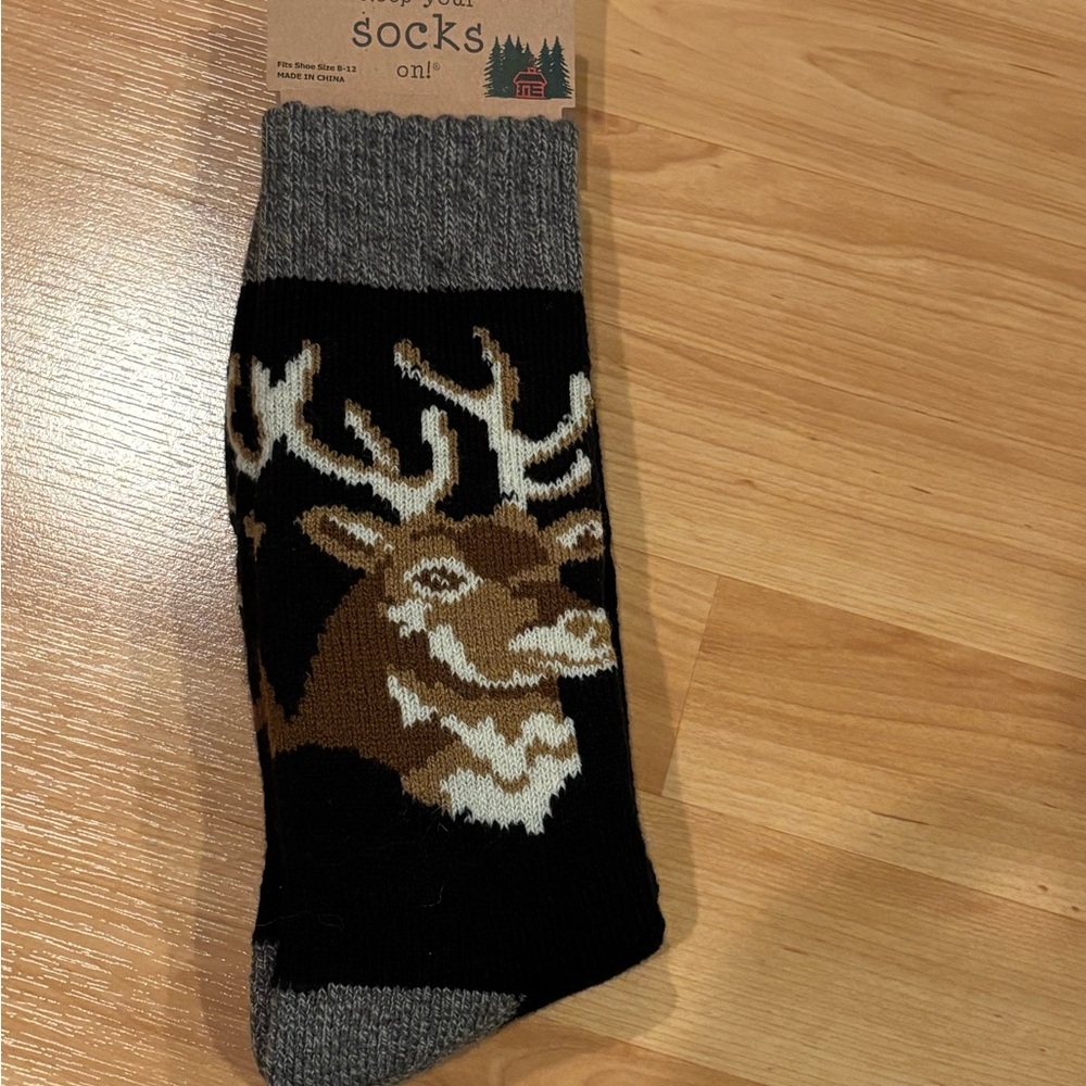 5/$25 Keep your socks‎ on Men's Black and Gray Deer Socks